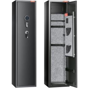 VEVOR 6 Rifles Gun Safe, Rifle Safe with Fingerprint & Digital Keypad Lock, Gun Storage Cabinet for Shotguns with Built-in Storage Locker