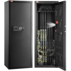 VEVOR 10-12 Rifles Gun Safe, Rifle Safe with Lock & Digital Keypad, Quick Access Tall Gun Storage Cabinet with Removable Shelf