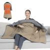 USB Heated Blanket Electric Heated Poncho Shawl Wrap Throw with Zipper Arm Holes Pocket 3 Heating Levels 6 Zones Dual Switch 5V/2A Machine Washable fo