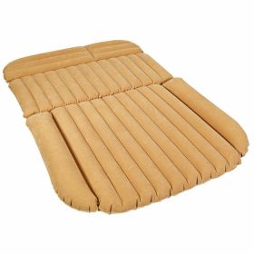 Inflatable SUV Air Backseat Mattress Travel Pad with Pump Camping (Color: Camel)