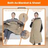 USB Heated Blanket Electric Heated Poncho Shawl Wrap Throw with Zipper Arm Holes Pocket 3 Heating Levels 6 Zones Dual Switch 5V/2A Machine Washable fo